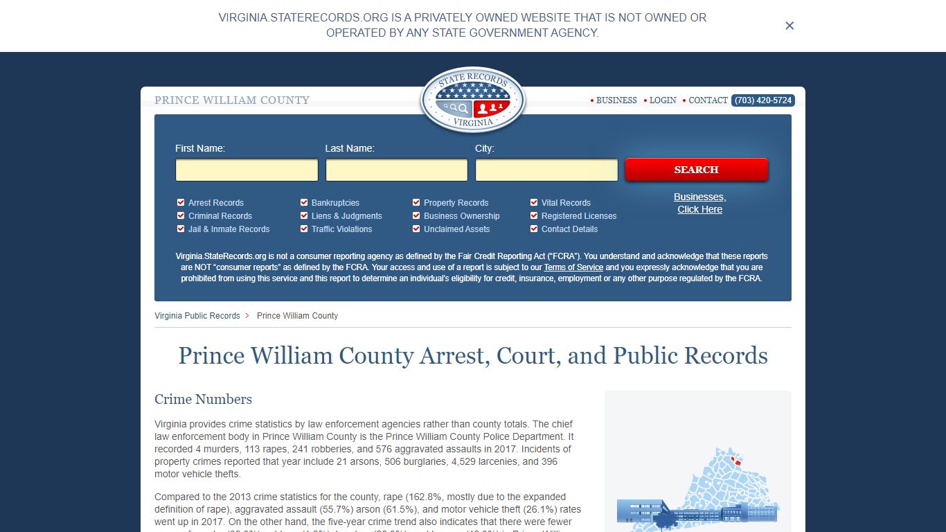 Prince William County Arrest, Court, and Public Records